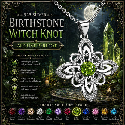 925 Silver Birthstone Witch Knot Ring Celtic Protection Amulet for Wiccan & Pagan-MoonChildWorld