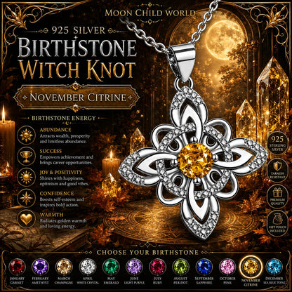 925 Silver Birthstone Witch Knot Ring Celtic Protection Amulet for Wiccan & Pagan-MoonChildWorld