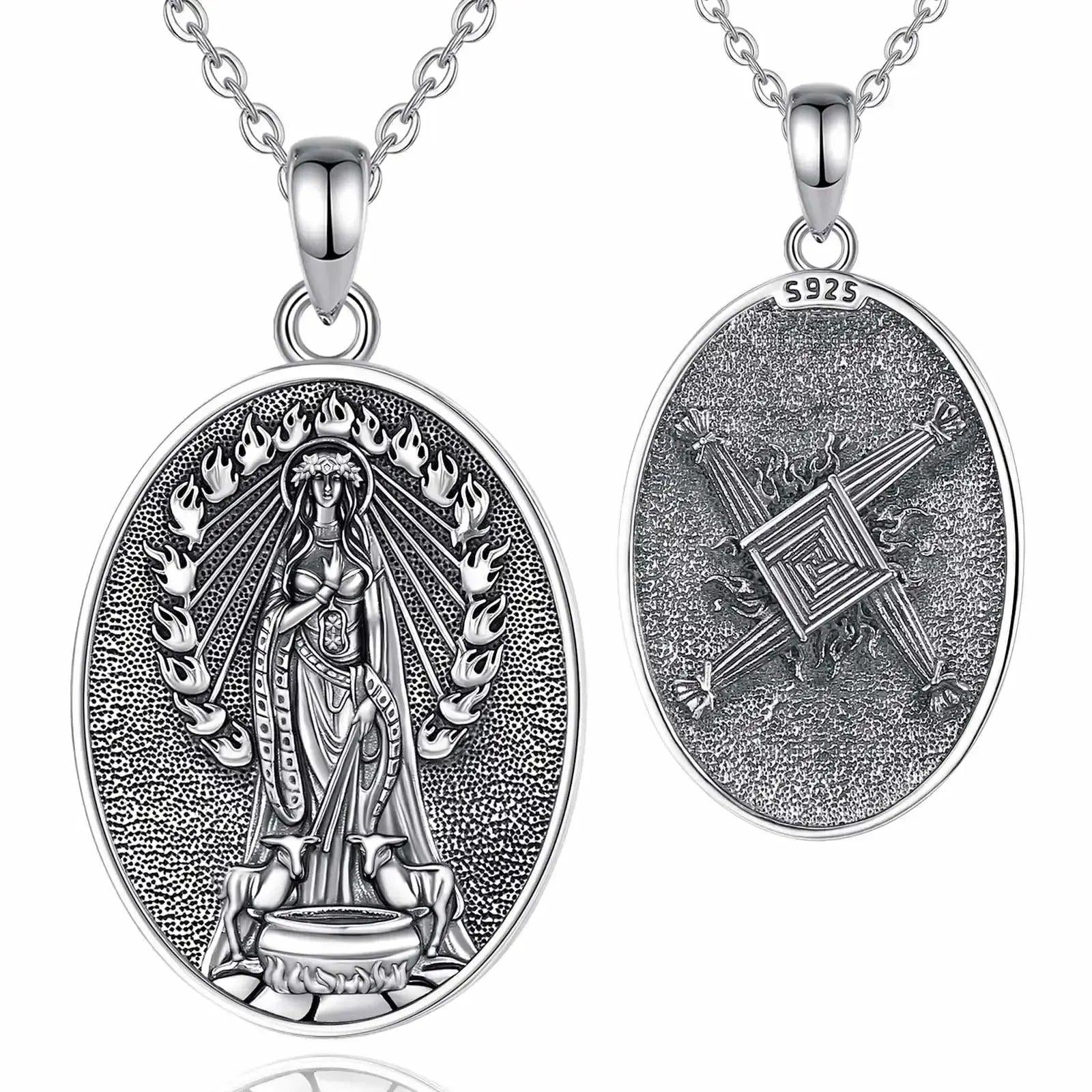 925 Silver Brigid Goddess Necklace Brigid’s Cross Celtic Fire Pendant Wicca Pagan Spiritual Jewelry-MoonChildWorld