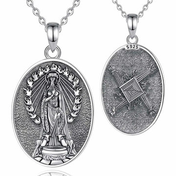 925 Silver Brigid Goddess Necklace Brigid’s Cross Celtic Fire Pendant Wicca Pagan Spiritual Jewelry-MoonChildWorld