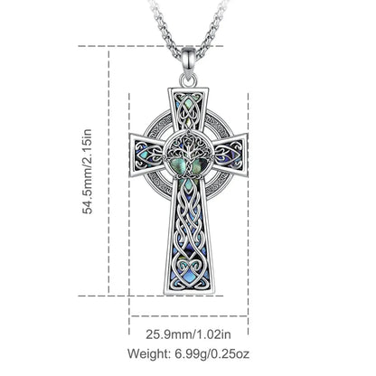 Celtic cross pendant size diagram, 54.5 by 25.9 mm