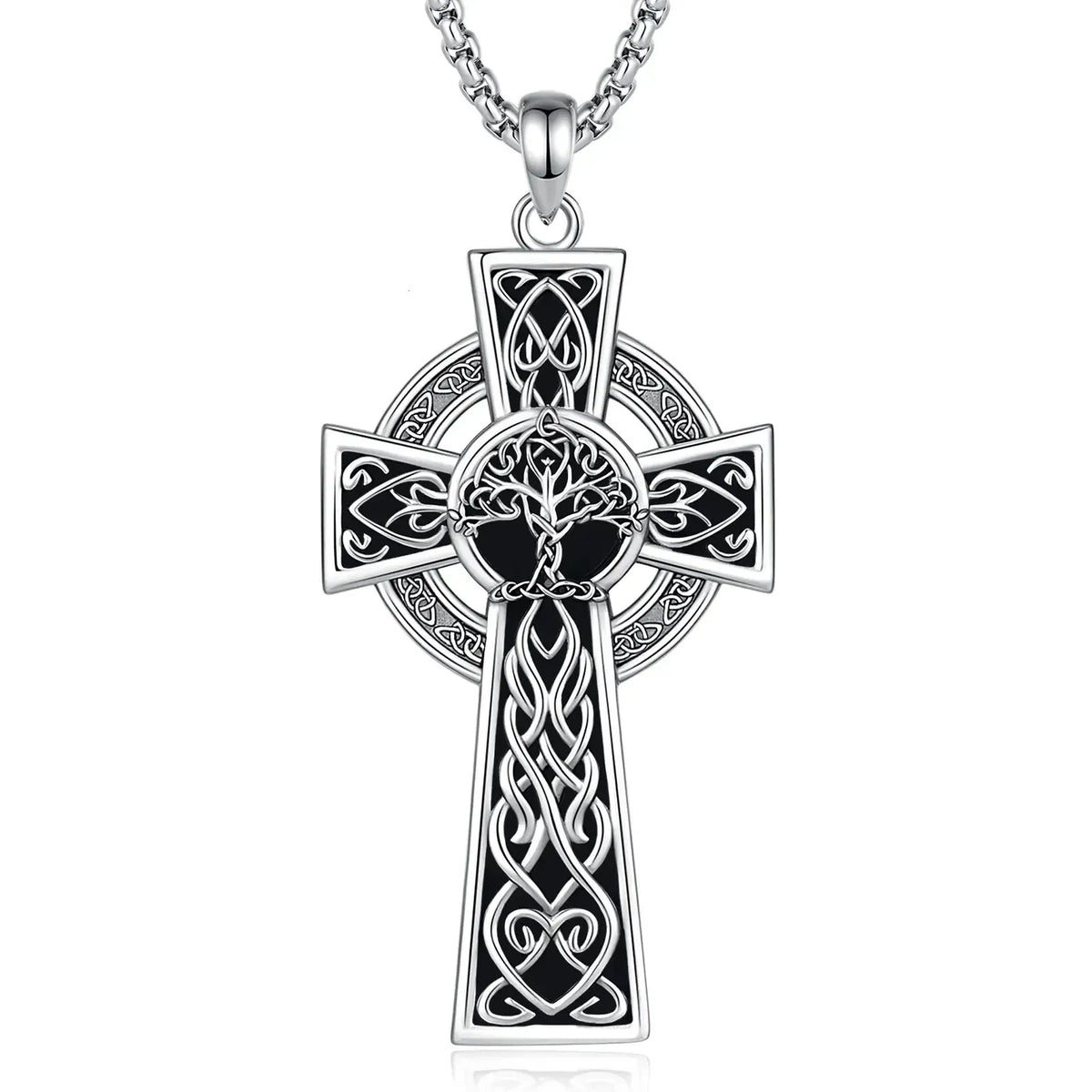 Celtic cross necklace with Tree of Life center