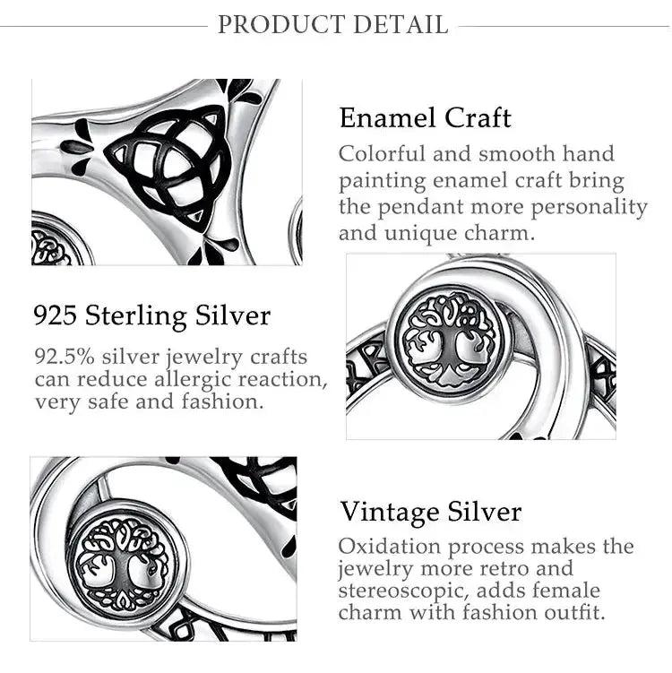 925 Silver Celtic Knot Spiral Triquetra Necklace Viking Runes Necklace Wicca Pagan Jewelry-MoonChildWorld