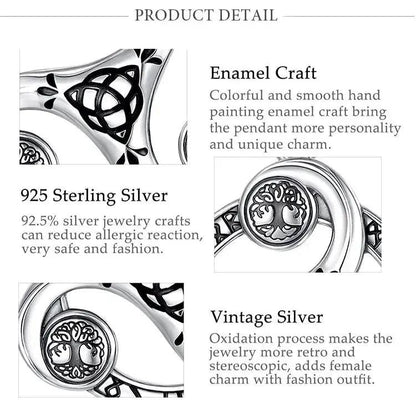 925 Silver Celtic Knot Spiral Triquetra Necklace Viking Runes Necklace Wicca Pagan Jewelry-MoonChildWorld