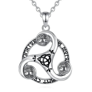 925 Silver Celtic Knot Spiral Triquetra Necklace Viking Runes Necklace Wicca Pagan Jewelry-MoonChildWorld