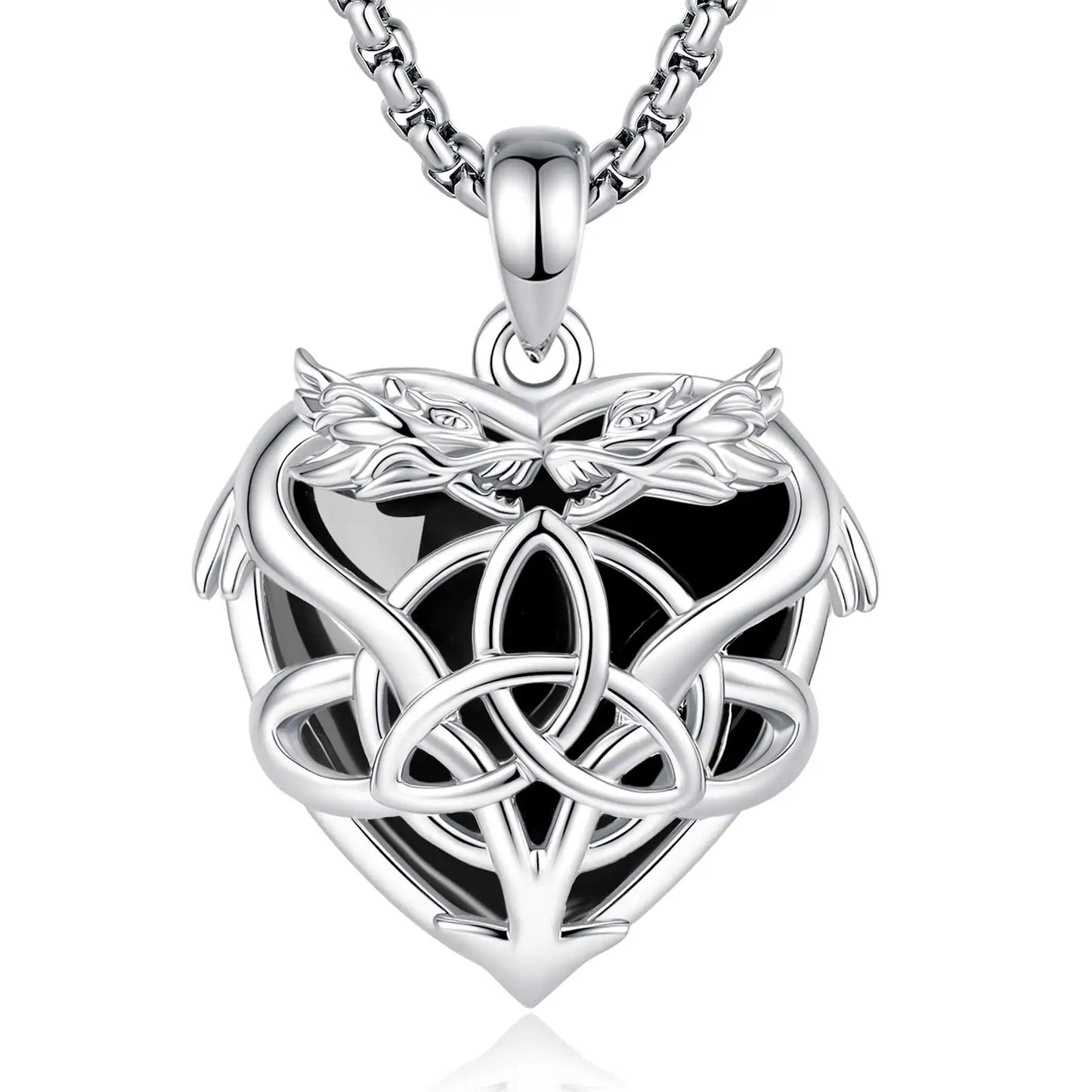 Trinity knot dragon necklace – pendant size and scale reference