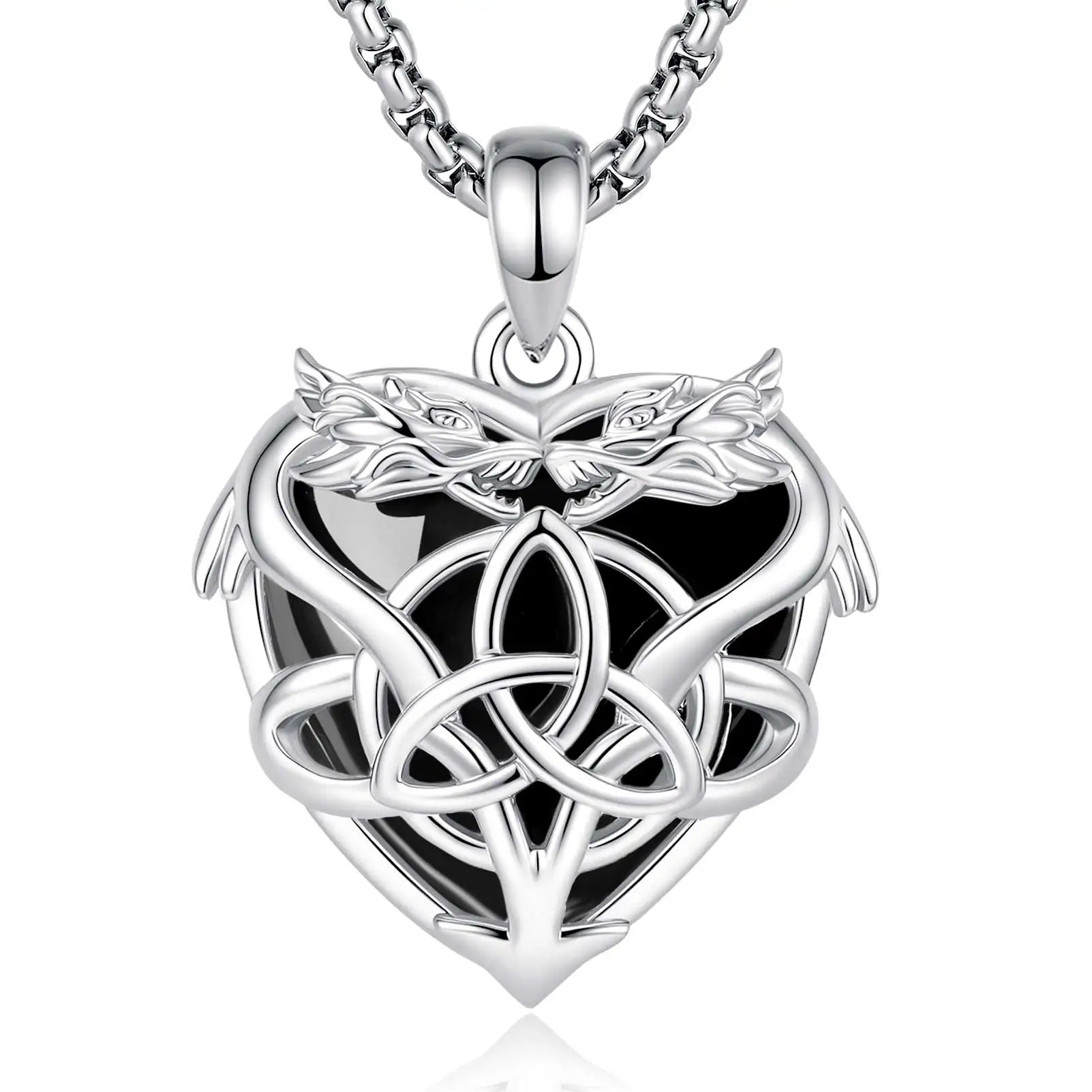 Trinity knot dragon necklace – pendant size and scale reference