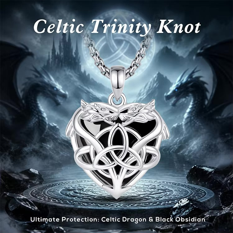 Triquetra dragon pendant – celtic witch jewelry detail shot