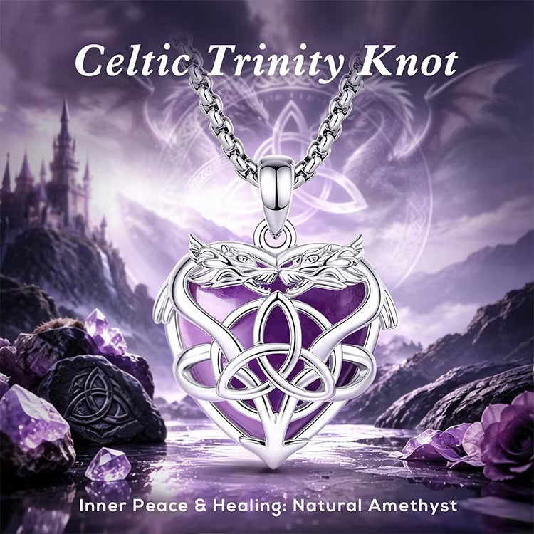 Celtic trinity knot dragon necklace worn – witch jewelry styling