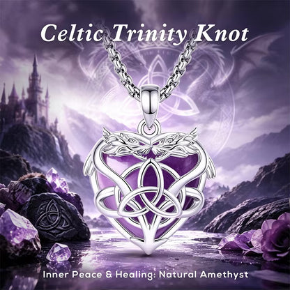 Celtic trinity knot dragon necklace worn – witch jewelry styling