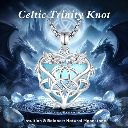 Celtic dragon knot necklace – protection amulet side view