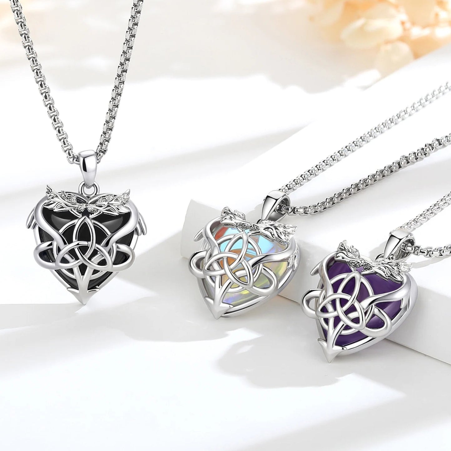 Trinity knot dragon pendant – close-up of triquetra knotwork detail