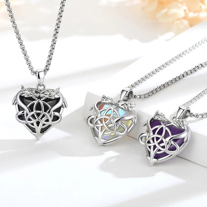 Trinity knot dragon pendant – close-up of triquetra knotwork detail