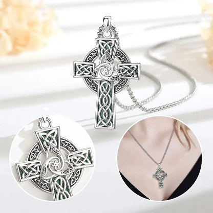 Celtic Triquetra Cross Necklace – worn around neck