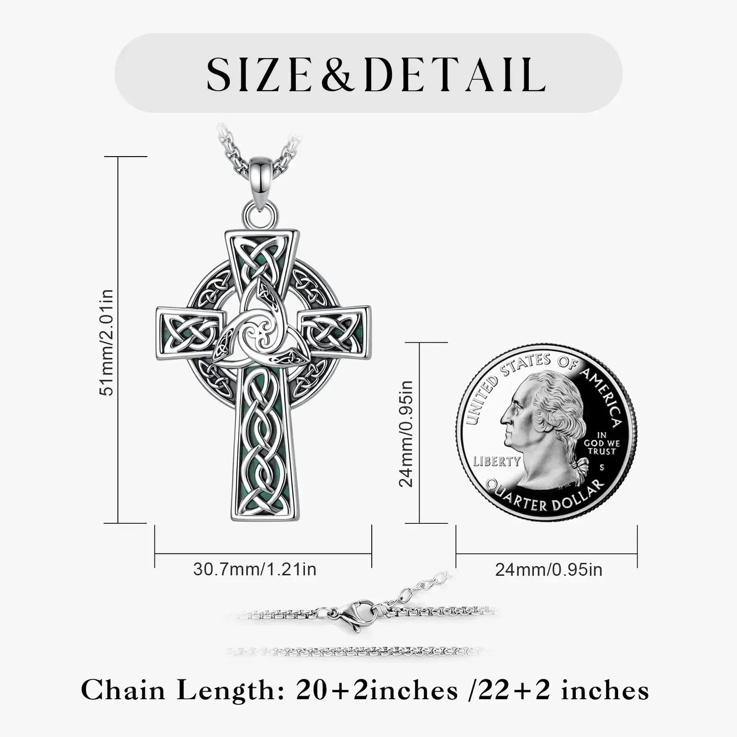 Celtic Triquetra Cross Necklace – close-up of pendant detail