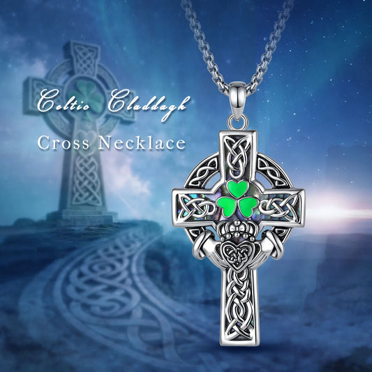 Claddagh Celtic Cross Necklace – back view