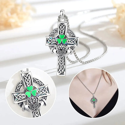 Claddagh Celtic Cross Necklace – worn around neck