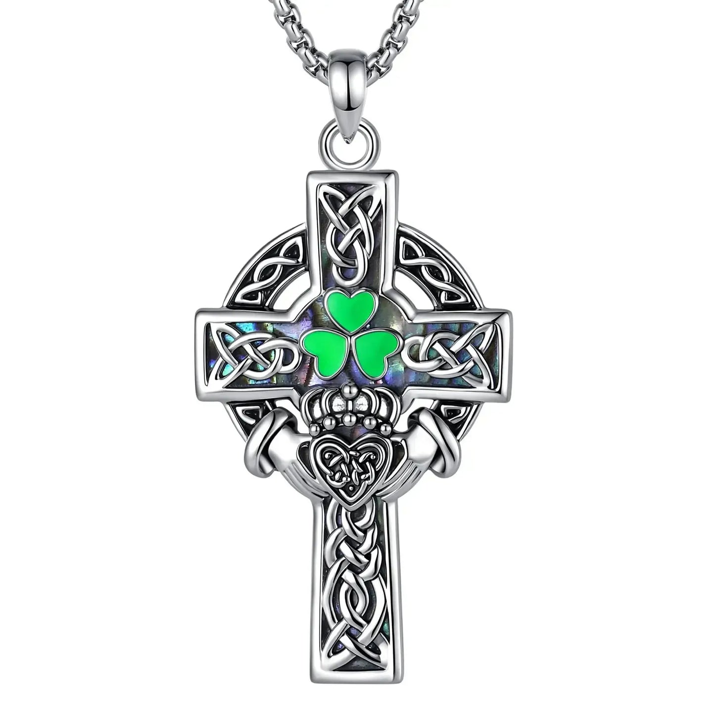 Claddagh Celtic Cross Necklace – front view