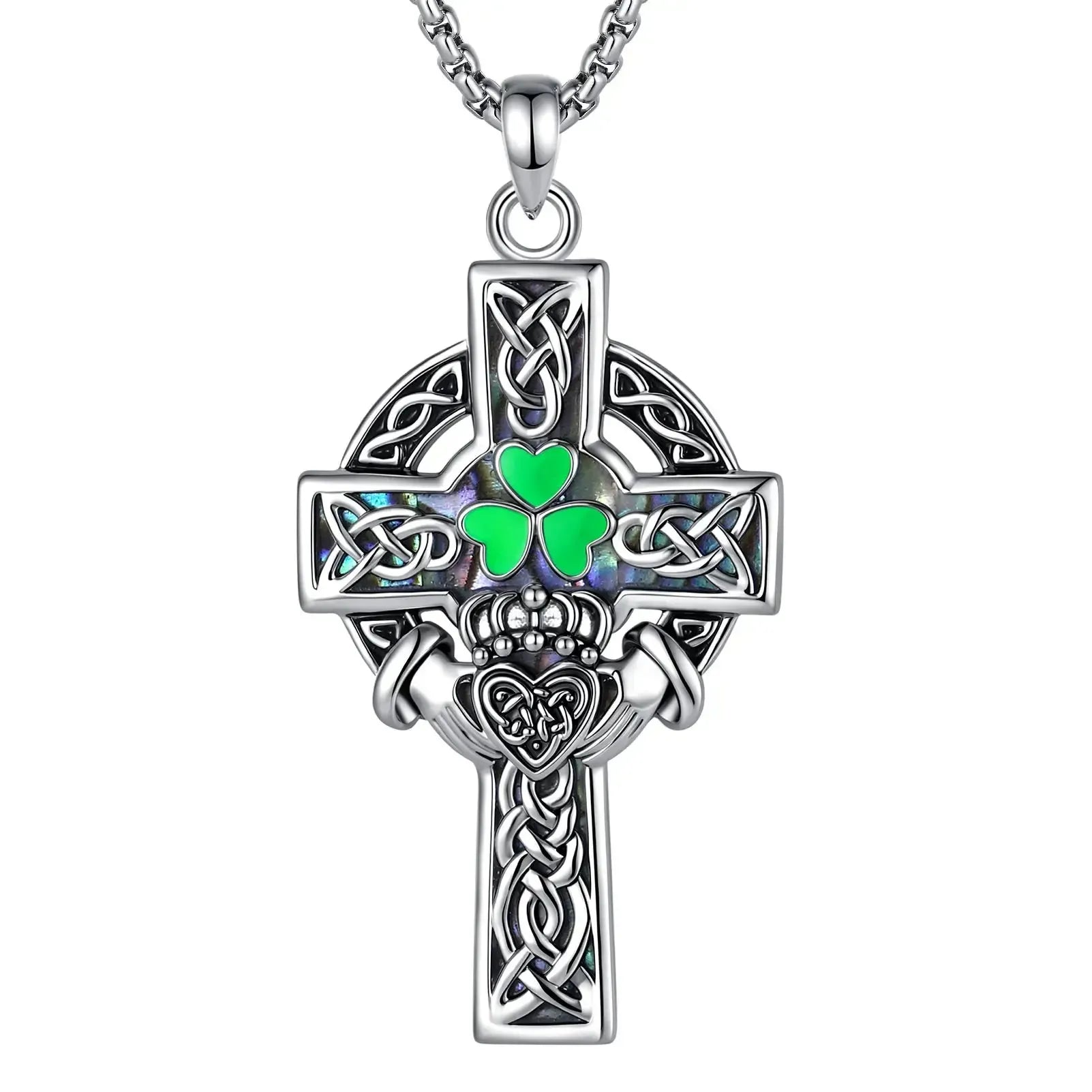 Claddagh Celtic Cross Necklace – front view