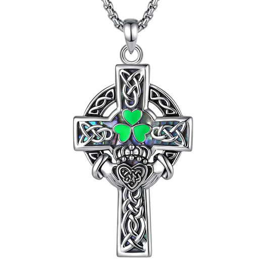 Claddagh Celtic Cross Necklace – front view