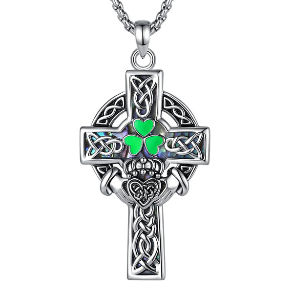 Claddagh Celtic Cross Necklace – front view