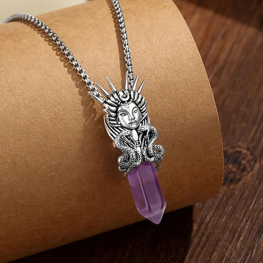 925 Silver Hecate Goddess Pendant Amethyst Greek Goddess Necklace Spiritual Amulet Wicca Pagan Jewelry-MoonChildWorld