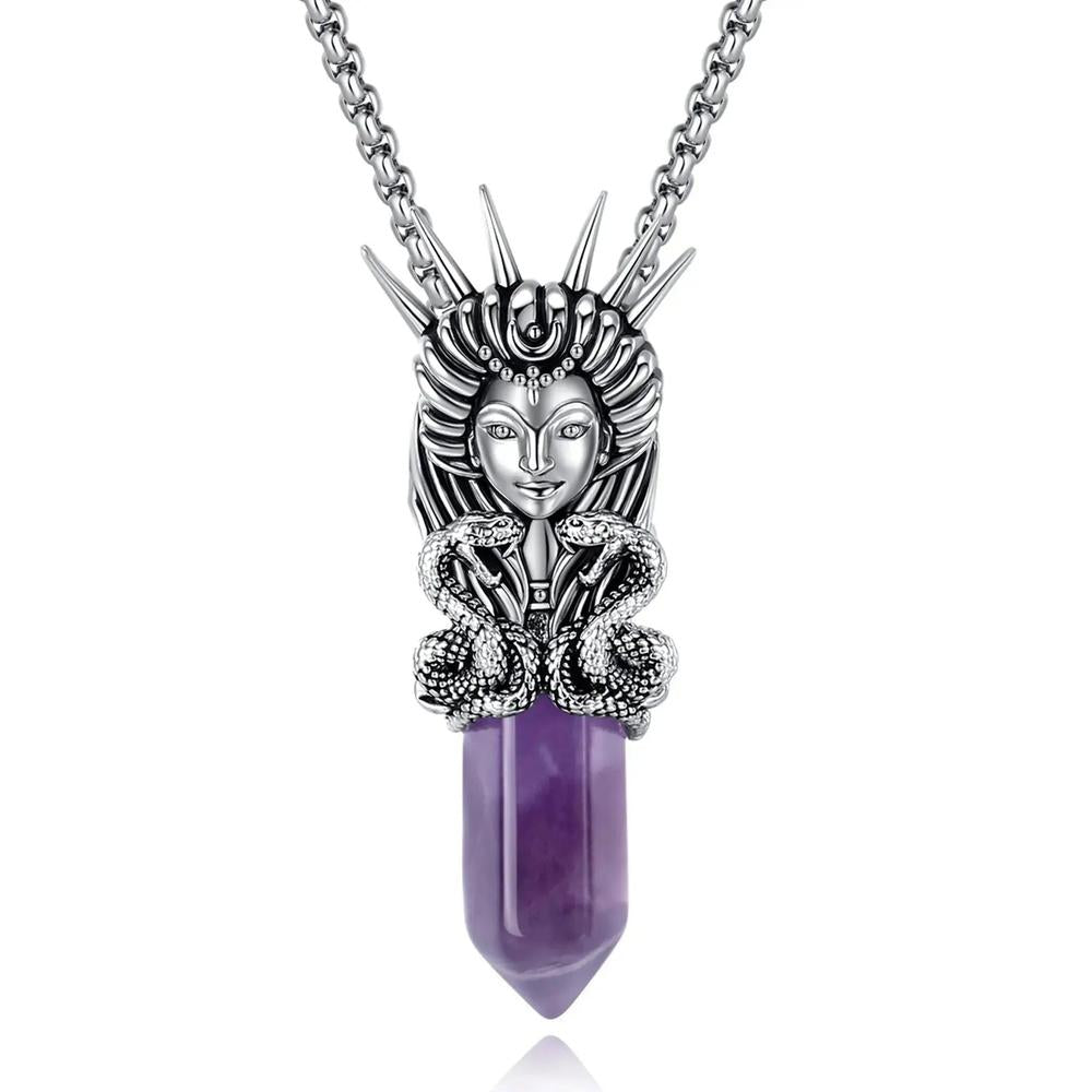 925 Silver Hecate Goddess Pendant Amethyst Greek Goddess Necklace Spiritual Amulet Wicca Pagan Jewelry-MoonChildWorld