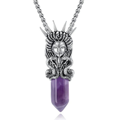 925 Silver Hecate Goddess Pendant Amethyst Greek Goddess Necklace Spiritual Amulet Wicca Pagan Jewelry-MoonChildWorld