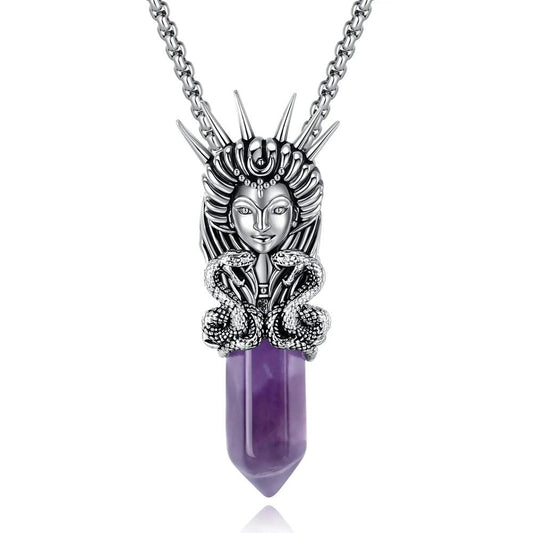 925 Silver Hecate Goddess Pendant Amethyst Greek Goddess Necklace Spiritual Amulet Wicca Pagan Jewelry-MoonChildWorld