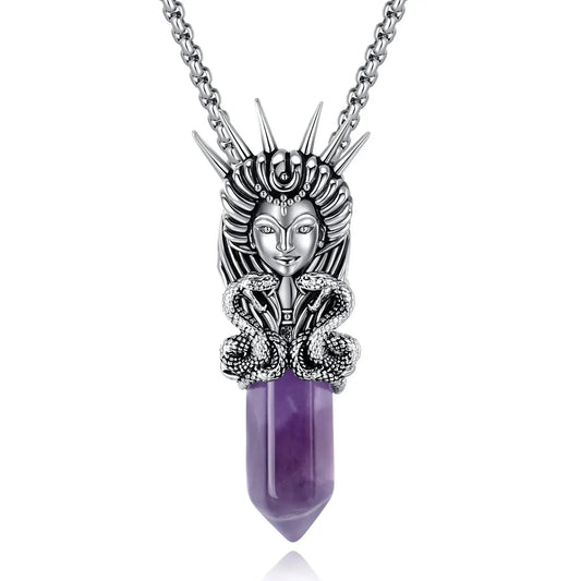 925 Silver Hecate Goddess Pendant Amethyst Greek Goddess Necklace Spiritual Amulet Wicca Pagan Jewelry-MoonChildWorld