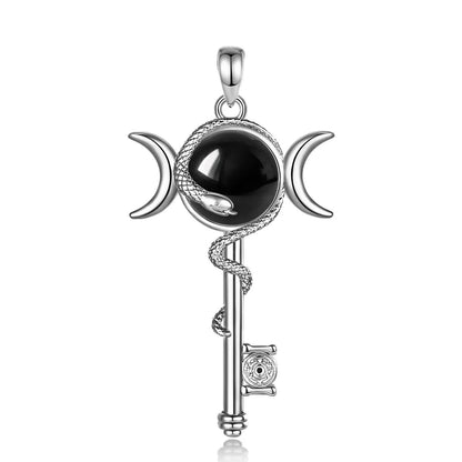Hecate wheel obsidian amulet – wiccan pagan jewelry gift for witches
