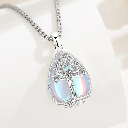 925 Silver Moonstone Tree of Life Necklace Pagan Goddess Healing Stone Crystal Pendant Spiritual Jewelry Mother’s Day Gift-MoonChildWorld