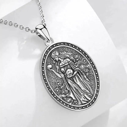 925 Silver Dark Goddess Persephone Necklace Pomegranate Skull Greek Mythology Necklace Wicca Pagan Jewelry-MoonChildWorld