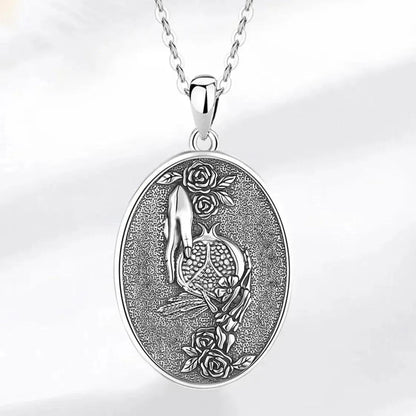 925 Silver Dark Goddess Persephone Necklace Pomegranate Skull Greek Mythology Necklace Wicca Pagan Jewelry-MoonChildWorld