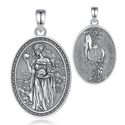 925 Silver Dark Goddess Persephone Necklace Pomegranate Skull Greek Mythology Necklace Wicca Pagan Jewelry-MoonChildWorld