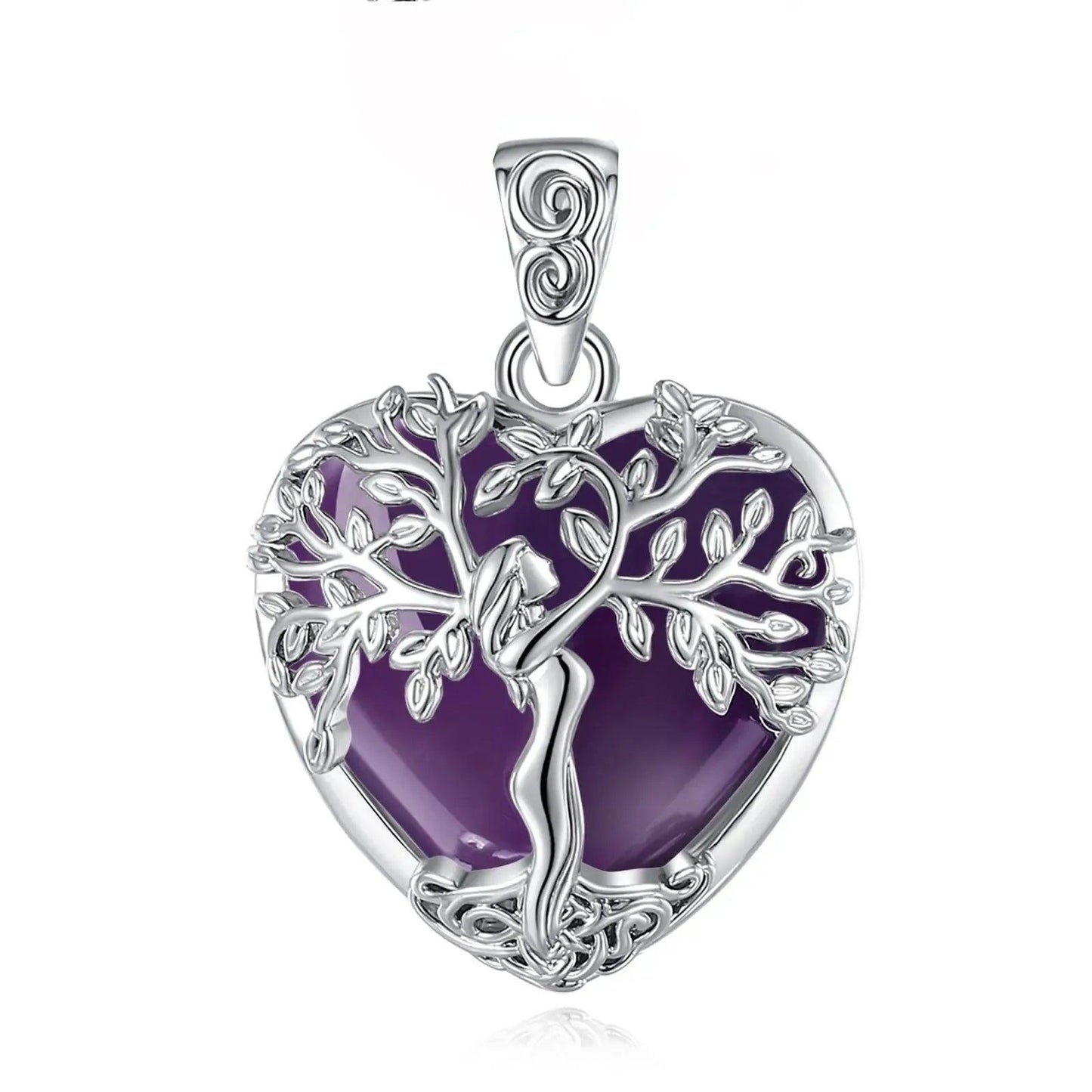 925 Silver Tree of Life Amethyst Necklace Natural Healing Stone Crystal Pendant Spiritual Jewelry-MoonChildWorld