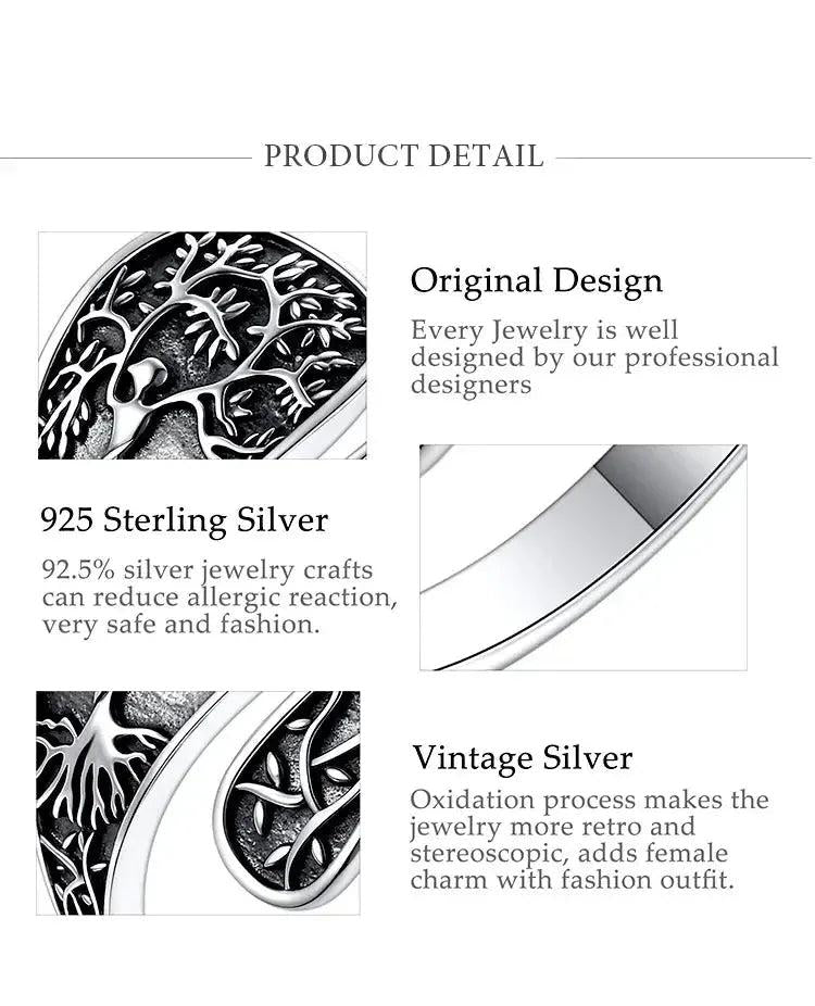 925 Silver Tree of Life Pagan Goddess Adjustable Ring Yggdrasil Wiccan Ring Spiritual Jewelry-MoonChildWorld
