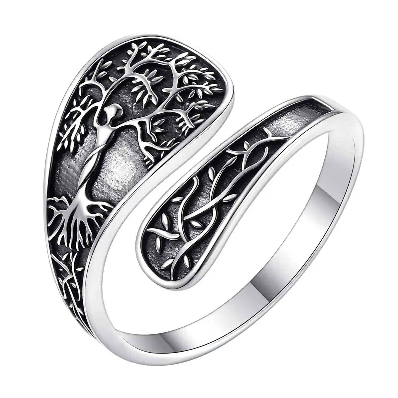 925 Silver Tree of Life Pagan Goddess Adjustable Ring Yggdrasil Wiccan Ring Spiritual Jewelry-MoonChildWorld