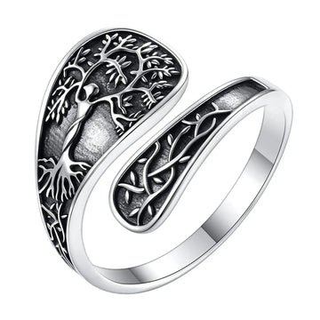 925 Silver Tree of Life Pagan Goddess Adjustable Ring Yggdrasil Wiccan Ring Spiritual Jewelry-MoonChildWorld