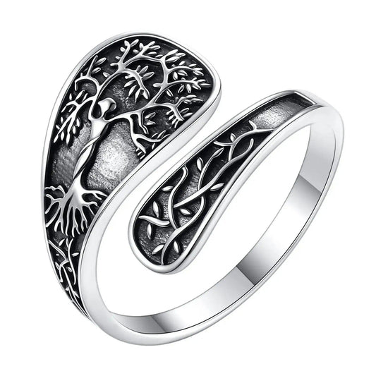 925 Silver Tree of Life Pagan Goddess Adjustable Ring Yggdrasil Wiccan Ring Spiritual Jewelry-MoonChildWorld