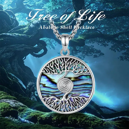 Tree of Life Spiral Abalone Shell Necklace – back view