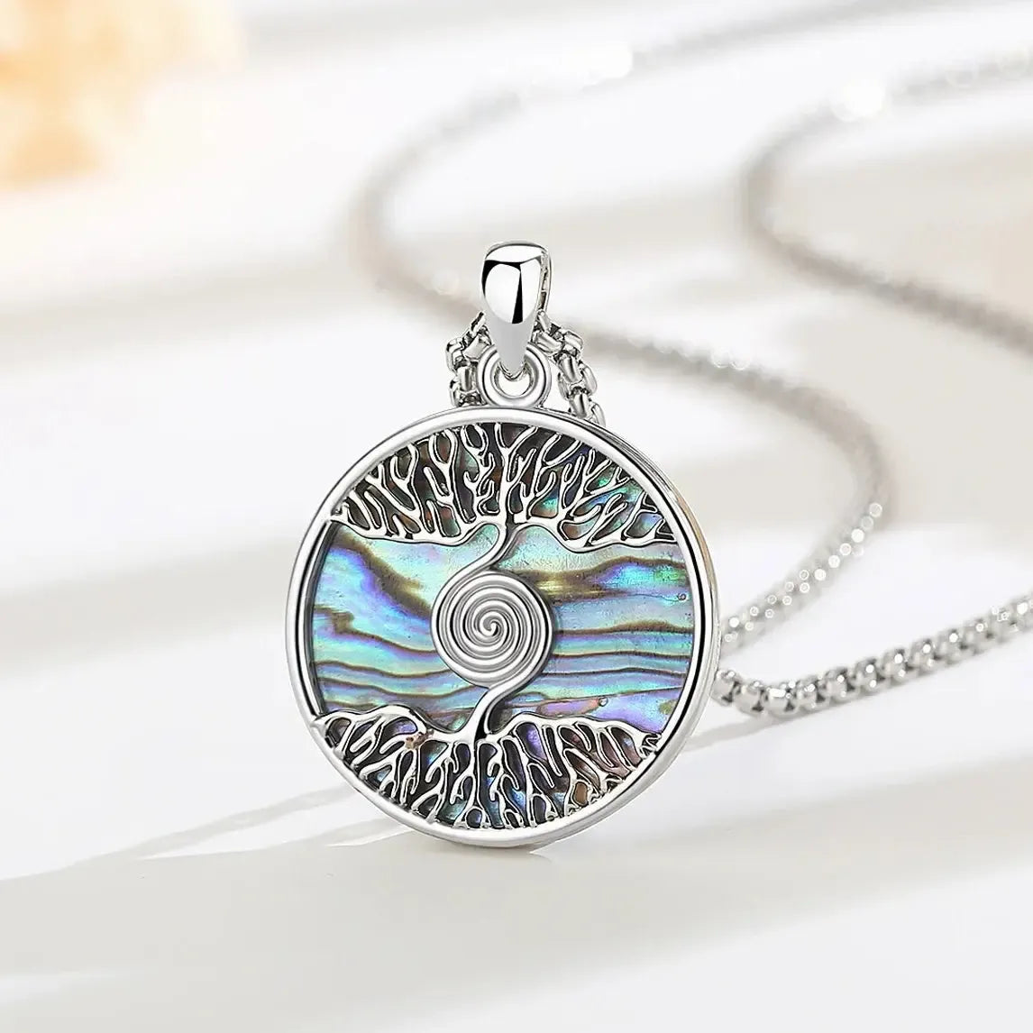 Tree of Life Spiral Abalone Shell Necklace – with chain