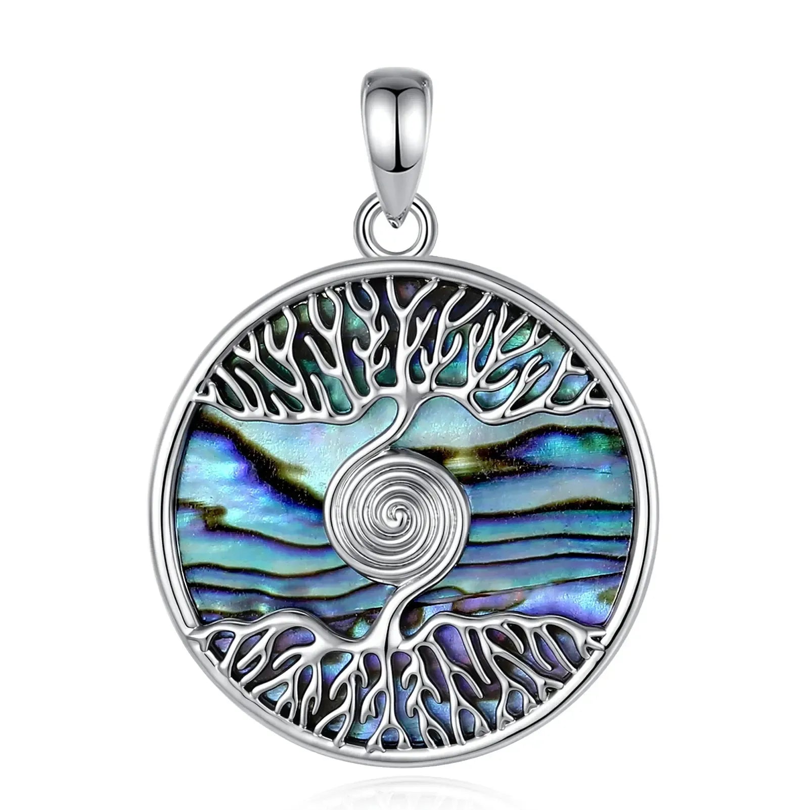 Tree of Life Spiral Abalone Shell Necklace – size and scale reference
