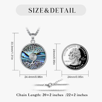 Tree of Life Spiral Abalone Shell Necklace – close-up of abalone shell