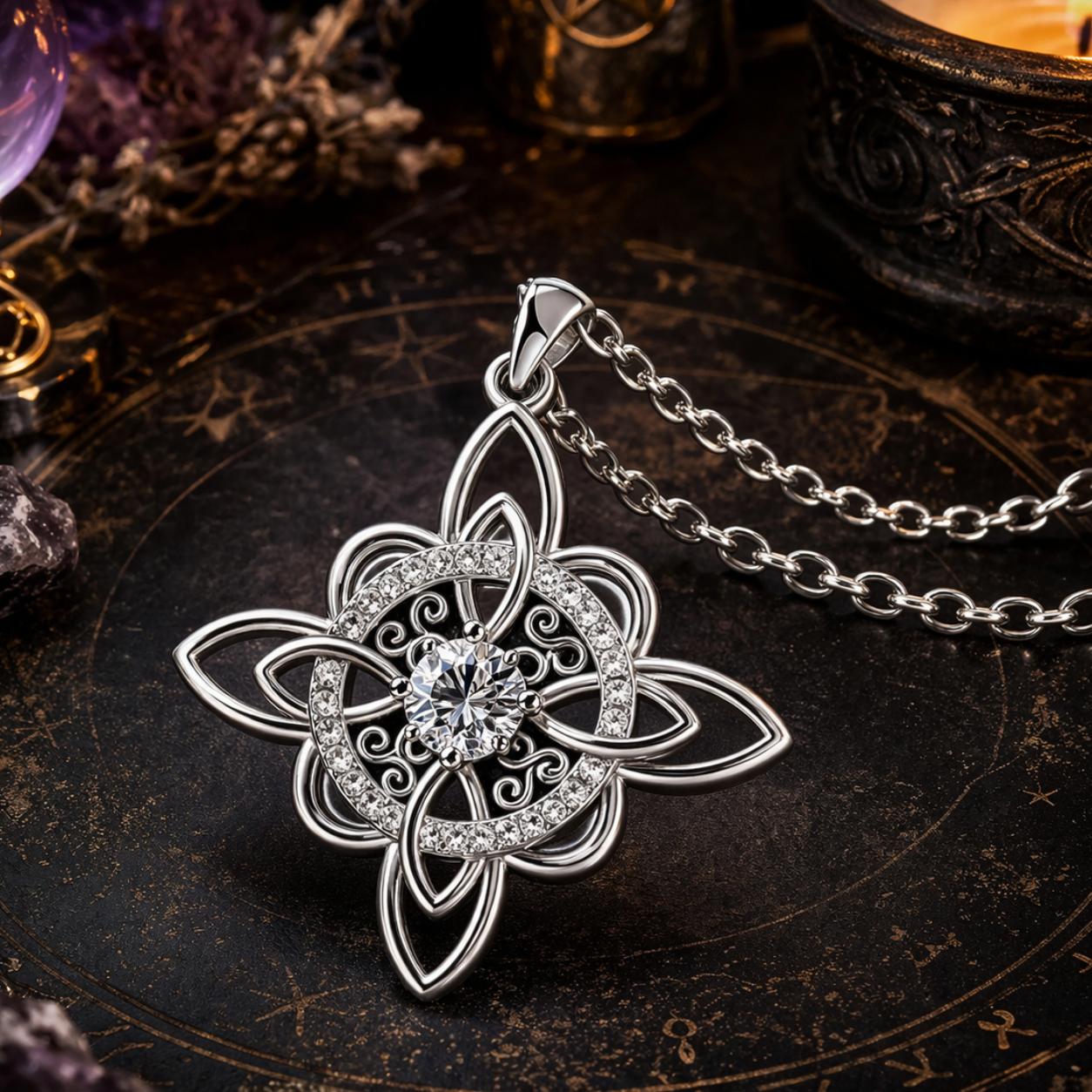 925 Silver Triskele Symbol Witch Knot Necklace Triskelion Irish Jewelry for Wiccan, Pagan-MoonChildWorld