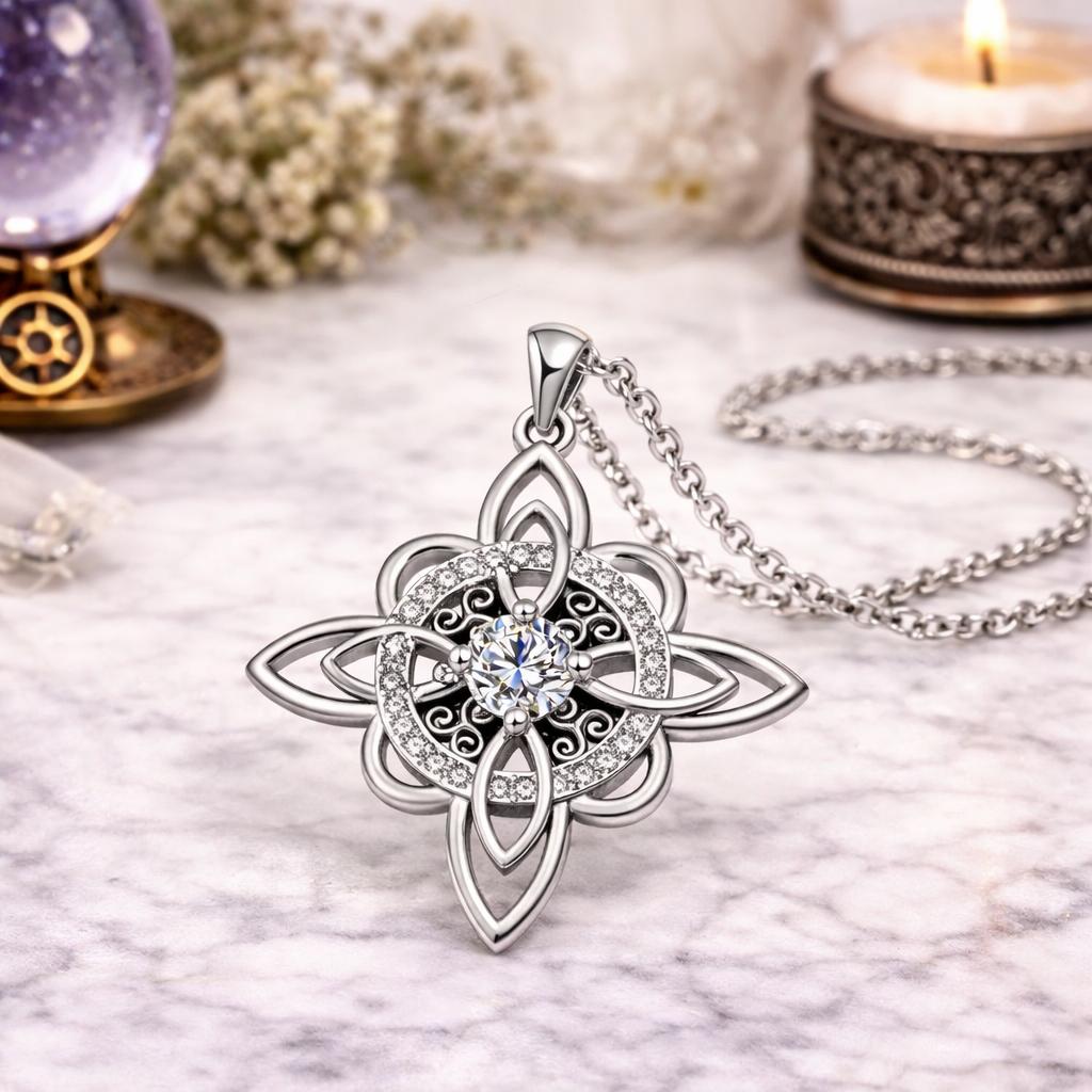 925 Silver Triskele Symbol Witch Knot Necklace Triskelion Irish Jewelry for Wiccan, Pagan-MoonChildWorld