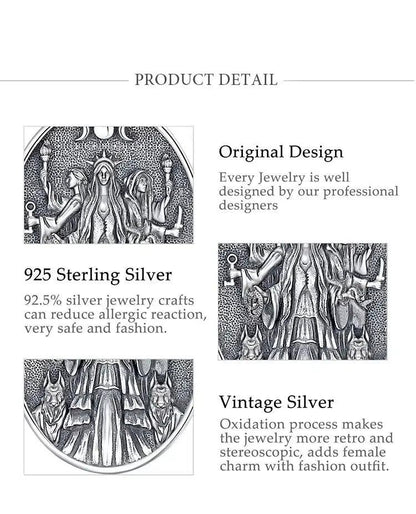 925 Silver Wicca Triple Moon Goddess Necklace Hecate Goddess Necklace Pagan Triple Goddess Jewelry-MoonChildWorld
