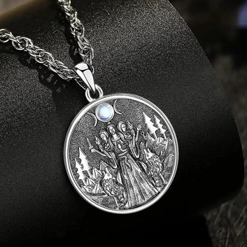 925 Silver Wicca Triple Moon Goddess Necklace Hecate Goddess Necklace Pagan Triple Goddess Jewelry