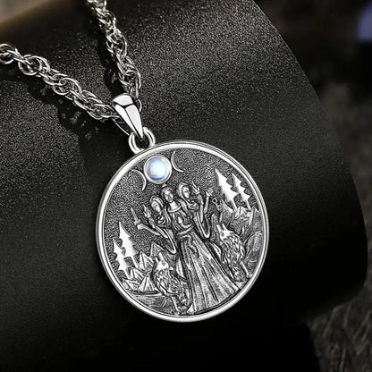 925 Silver Wicca Triple Moon Goddess Necklace Hecate Goddess Necklace Pagan Triple Goddess Jewelry-MoonChildWorld