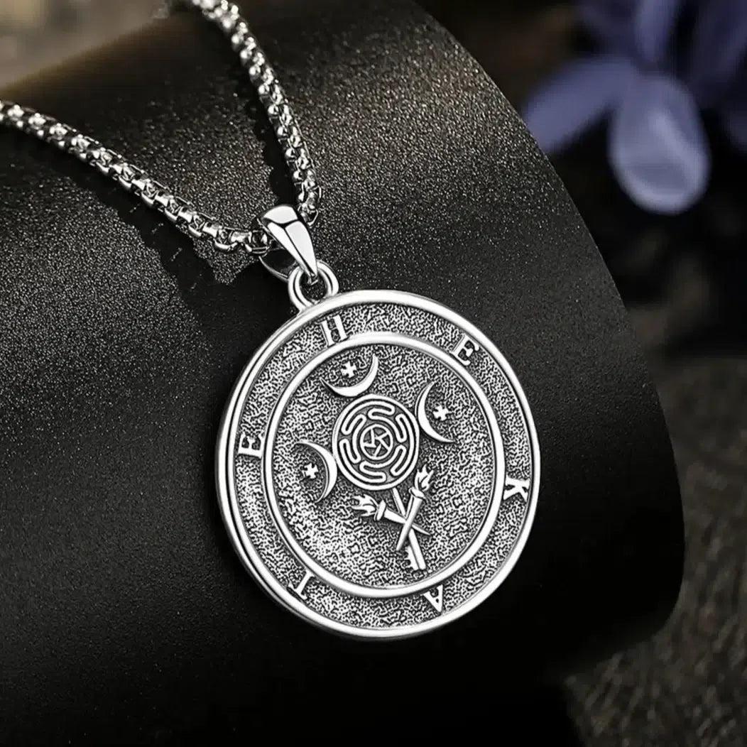 925 Silver Wicca Triple Moon Goddess Necklace Hecate Goddess Necklace Pagan Triple Goddess Jewelry-MoonChildWorld